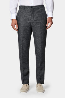 Orta Füme 6 Drop Regular Fit Standart Kesim Keten Karışımlı Pileli Klasik Kumaş Pantolon