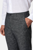 Orta Füme 6 Drop Regular Fit Standart Kesim Keten Karışımlı Pileli Klasik Kumaş Pantolon