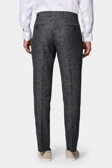 Orta Füme 6 Drop Regular Fit Standart Kesim Keten Karışımlı Pileli Klasik Kumaş Pantolon