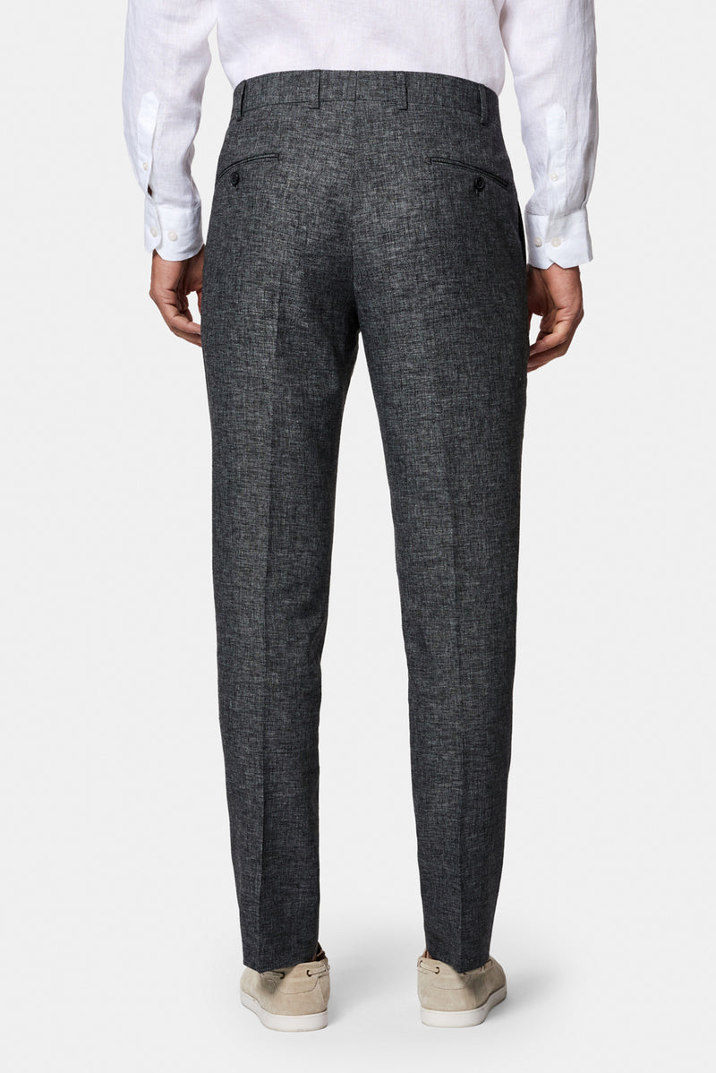 Orta Füme 6 Drop Regular Fit Standart Kesim Keten Karışımlı Pileli Klasik Kumaş Pantolon