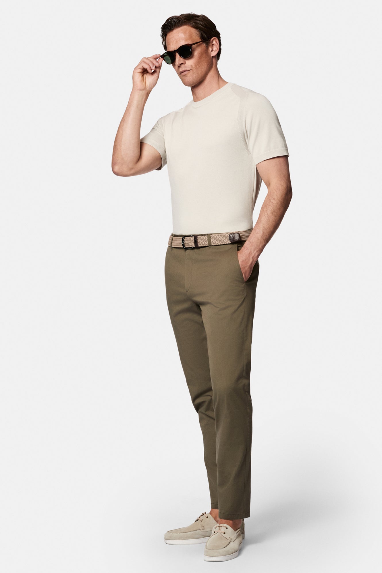 Açık Haki Tapered Slim Fit Yan Cepli Kanvas / Chino Pantolon