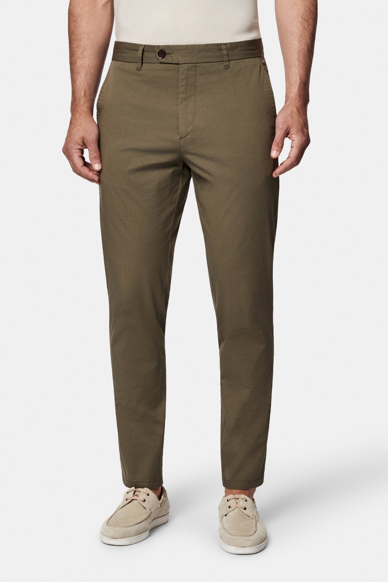 Açık Haki Tapered Slim Fit Yan Cepli Kanvas / Chino Pantolon