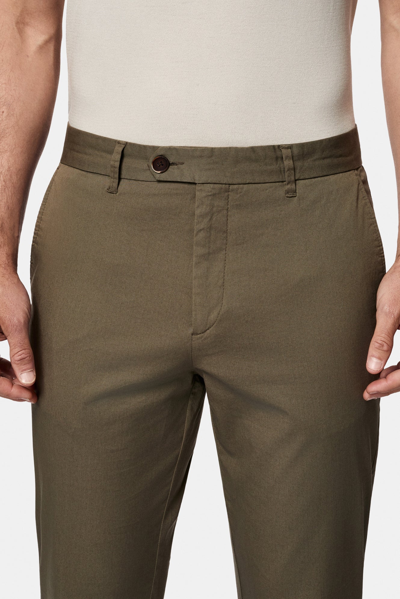 Açık Haki Tapered Slim Fit Yan Cepli Kanvas / Chino Pantolon