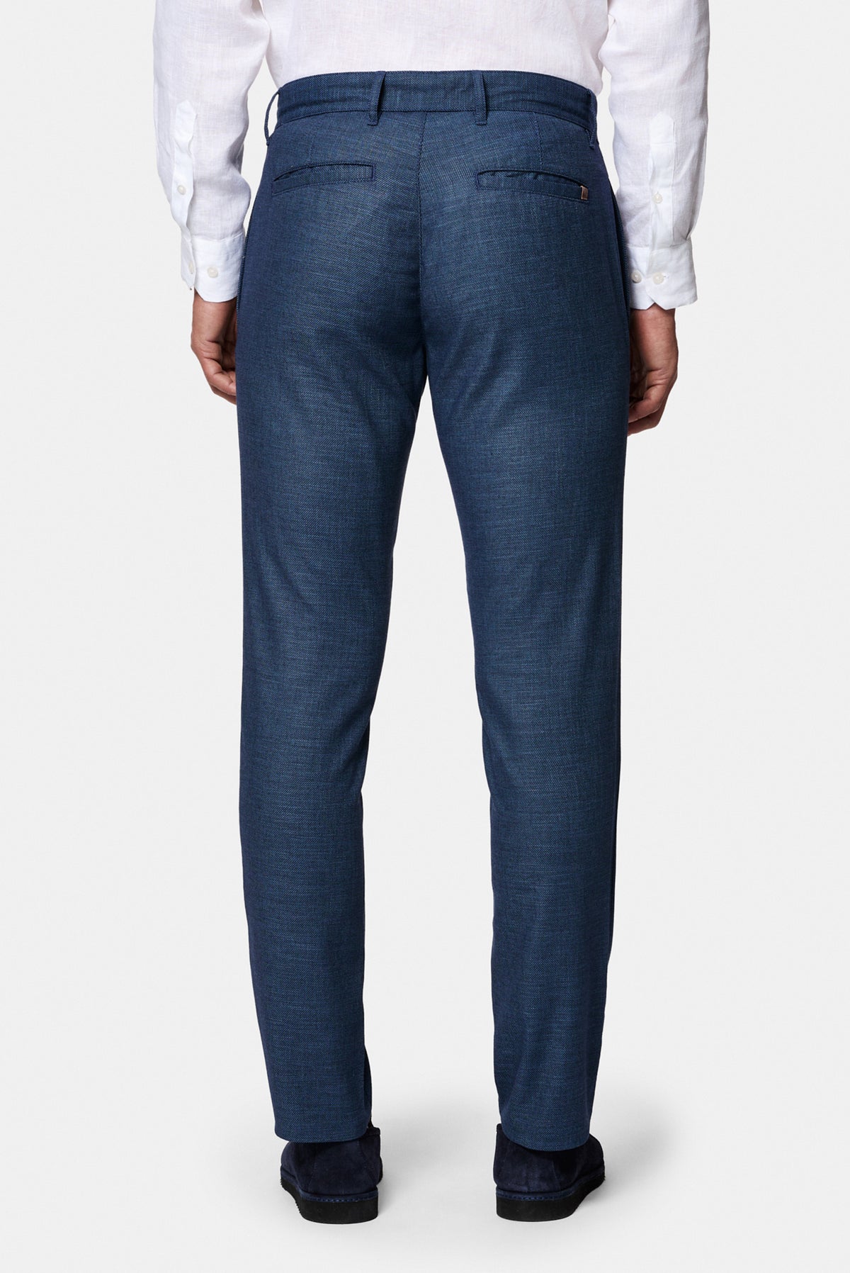 Koyu Lacivert Regular Fit Standart Kesim Keten Karışımlı Yandan Cep Chino / Kanvas Pantolon