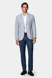 Koyu Lacivert 7 Drop Slim Fit Dar Kesim Ketenli Düz Chino/Kanvas Pantolon