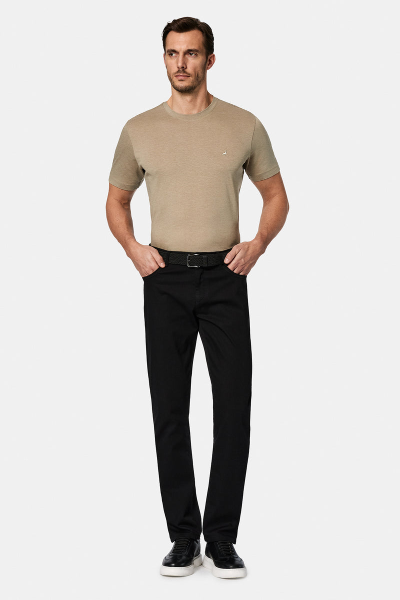 Siyah 4 Drop Relaxed Fit Rahat Kesim 5 Cep Likral? Kanvas / Chino Pantolon-Abdullah Ki??l?