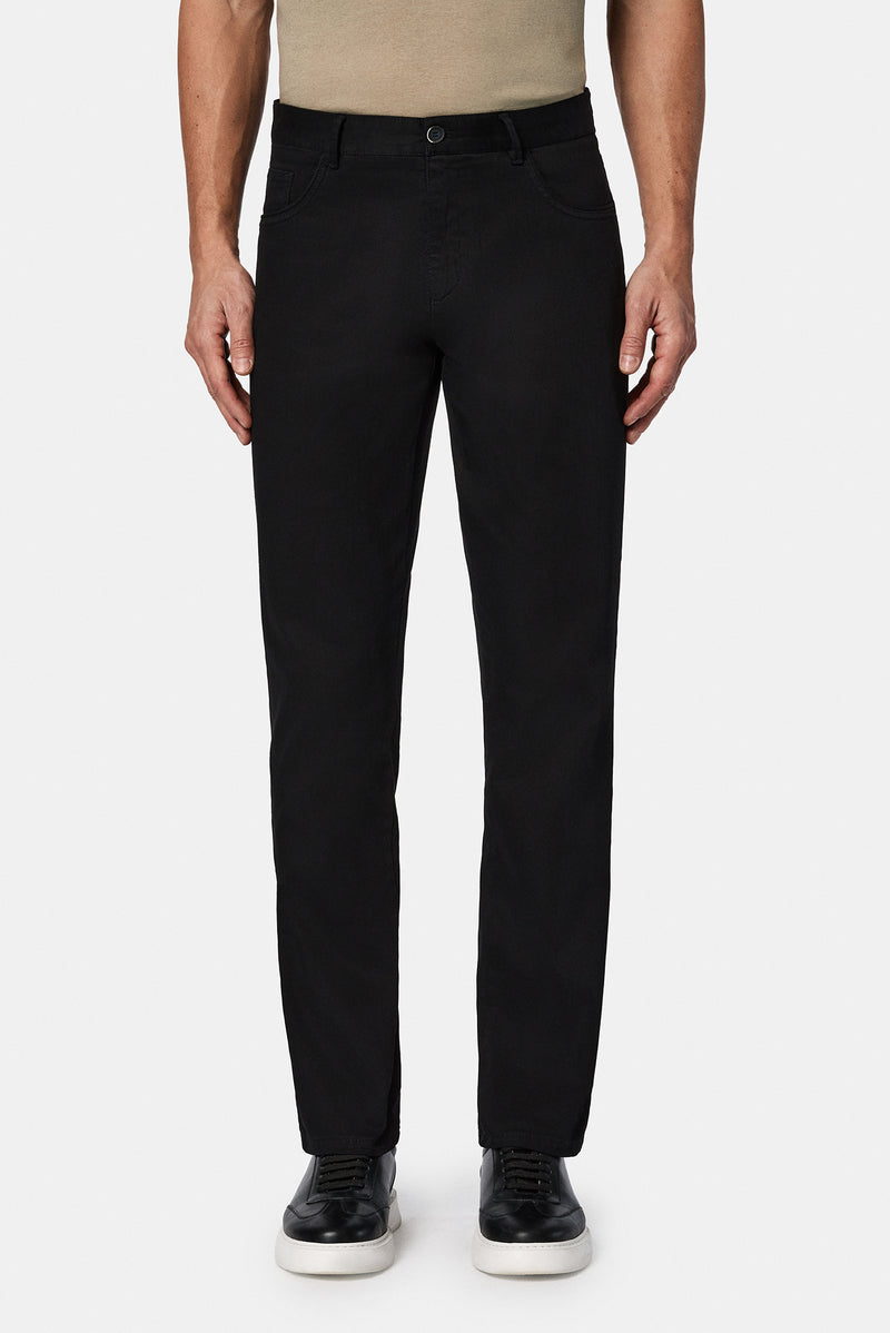 Siyah 4 Drop Relaxed Fit Rahat Kesim 5 Cep Likral? Kanvas / Chino Pantolon-Abdullah Ki??l?