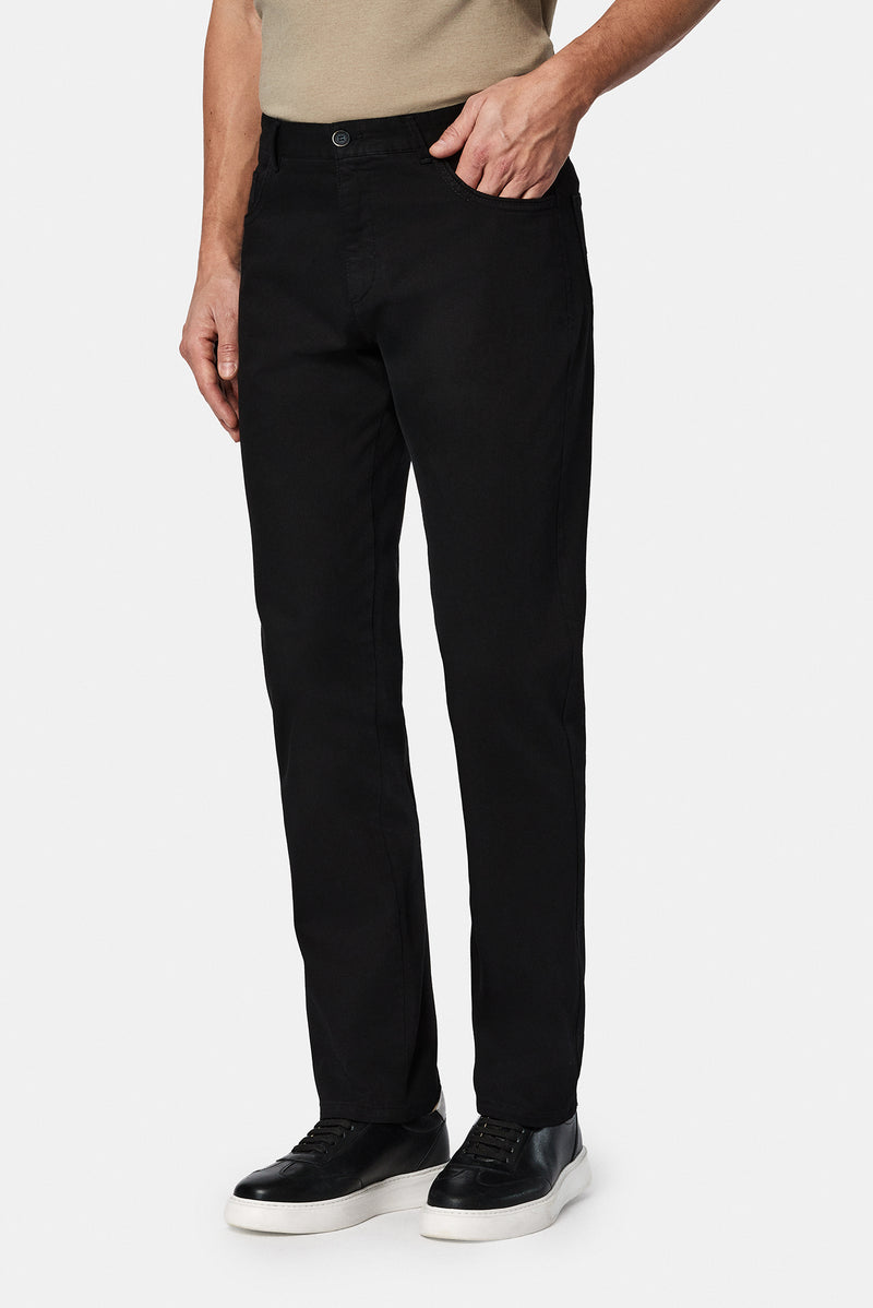 Siyah 4 Drop Relaxed Fit Rahat Kesim 5 Cep Likral? Kanvas / Chino Pantolon-Abdullah Ki??l?