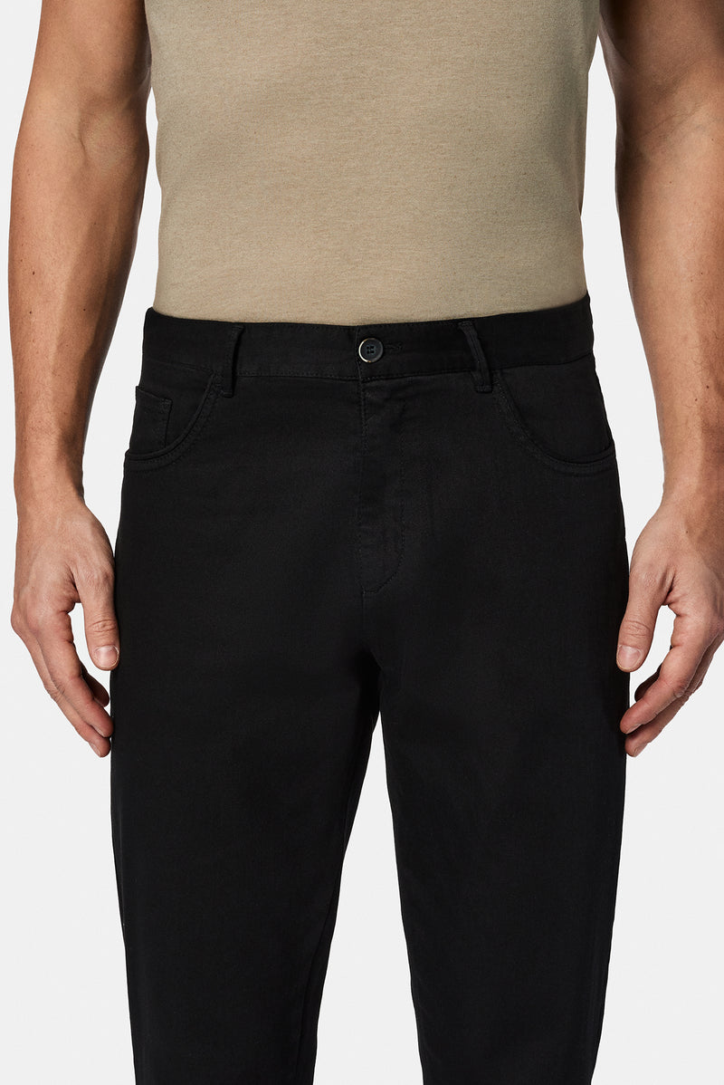 Siyah 4 Drop Relaxed Fit Rahat Kesim 5 Cep Likral? Kanvas / Chino Pantolon-Abdullah Ki??l?