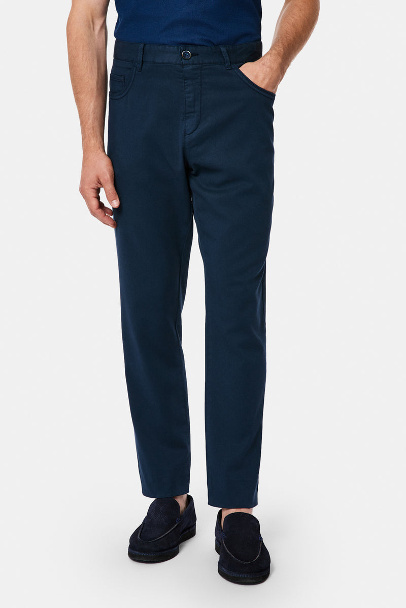Orta Lacivert Slim Fit Dar Kesim 5 Cep Kanvas / Chino Pantolon