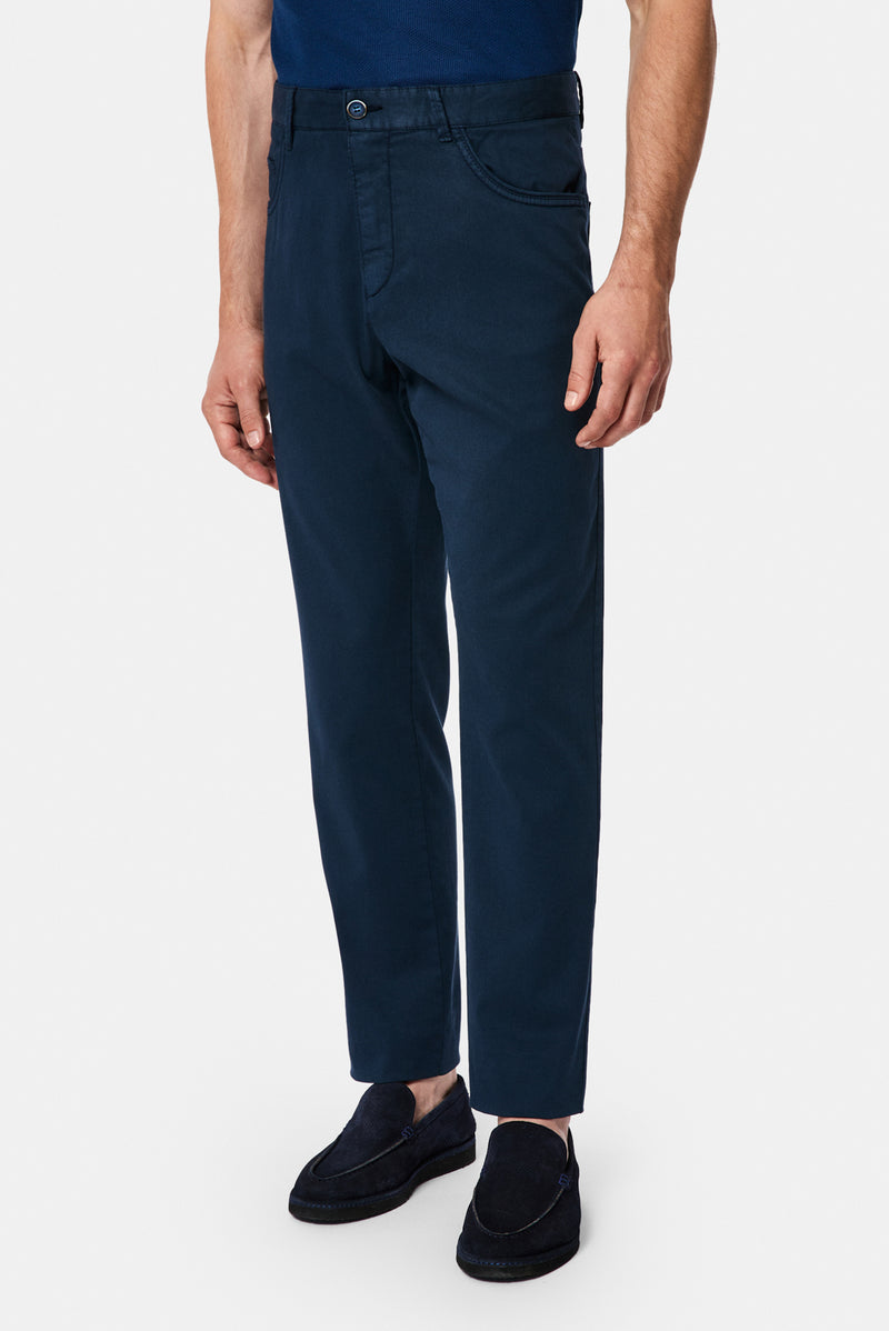 Orta Lacivert Slim Fit Dar Kesim 5 Cep Kanvas / Chino Pantolon