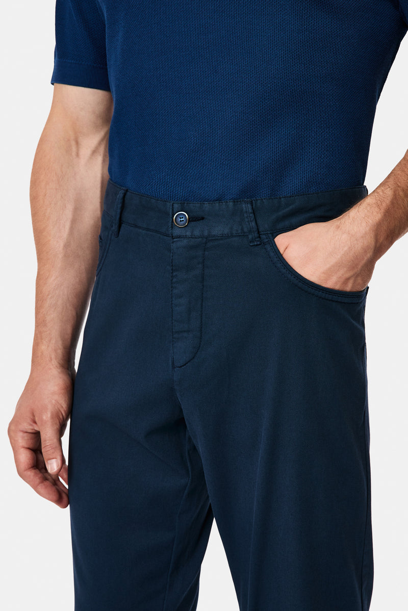 Orta Lacivert Slim Fit Dar Kesim 5 Cep Kanvas / Chino Pantolon