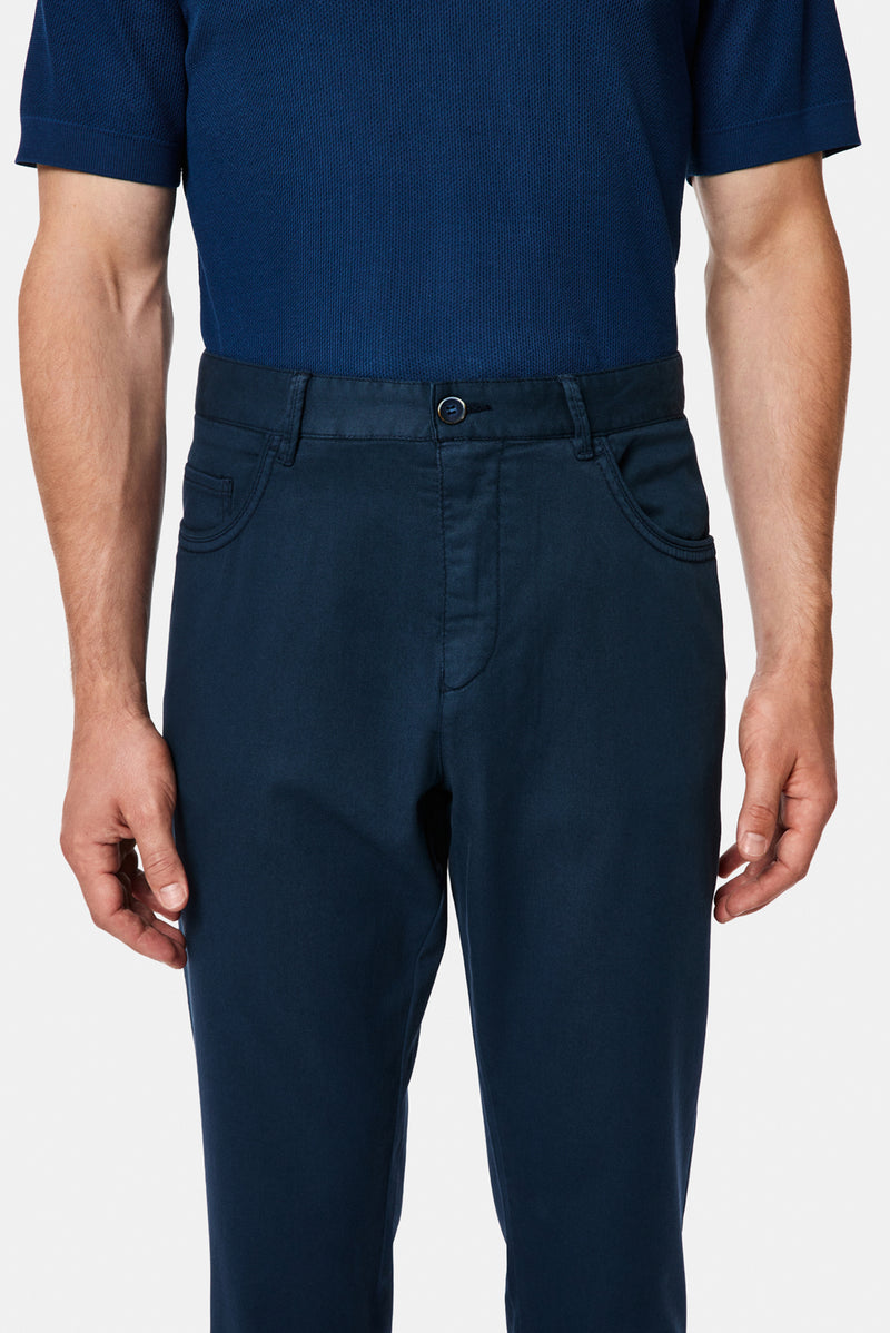 Orta Lacivert Slim Fit Dar Kesim 5 Cep Kanvas / Chino Pantolon