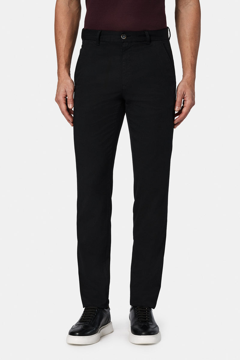 Siyah 7 Drop Slim Fit Dar Kesim Modal Kar???ml? Yandan Cep Kanvas / Chino Pantolon-Abdullah Ki??l?