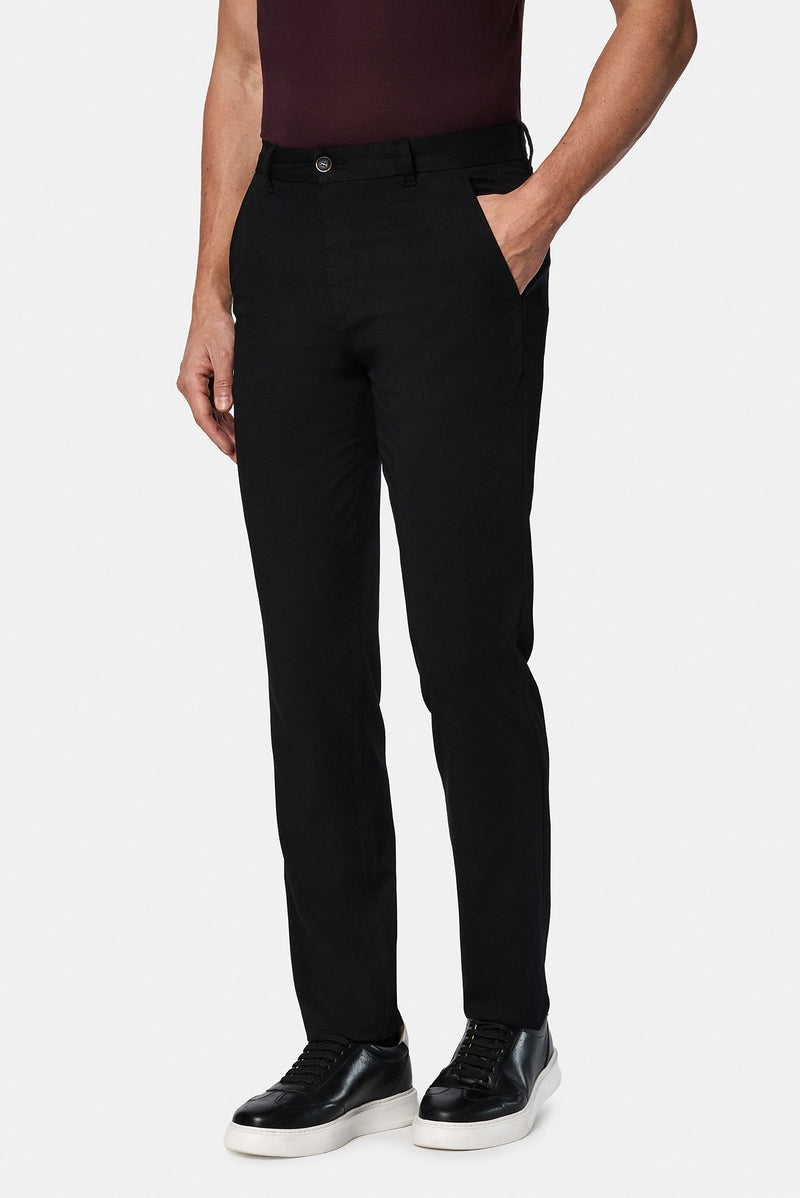 Siyah 7 Drop Slim Fit Dar Kesim Modal Kar???ml? Yandan Cep Kanvas / Chino Pantolon-Abdullah Ki??l?