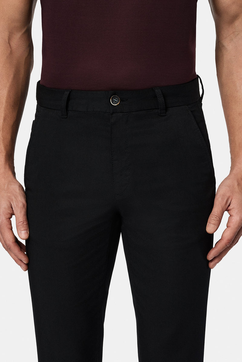 Siyah 7 Drop Slim Fit Dar Kesim Modal Kar???ml? Yandan Cep Kanvas / Chino Pantolon-Abdullah Ki??l?