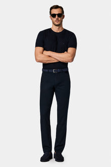 Koyu Lacivert Slim Fit Dar Kesim Modal Kar???ml? Yandan Cep Kanvas / Chino Pantolon-Abdullah Ki??l?