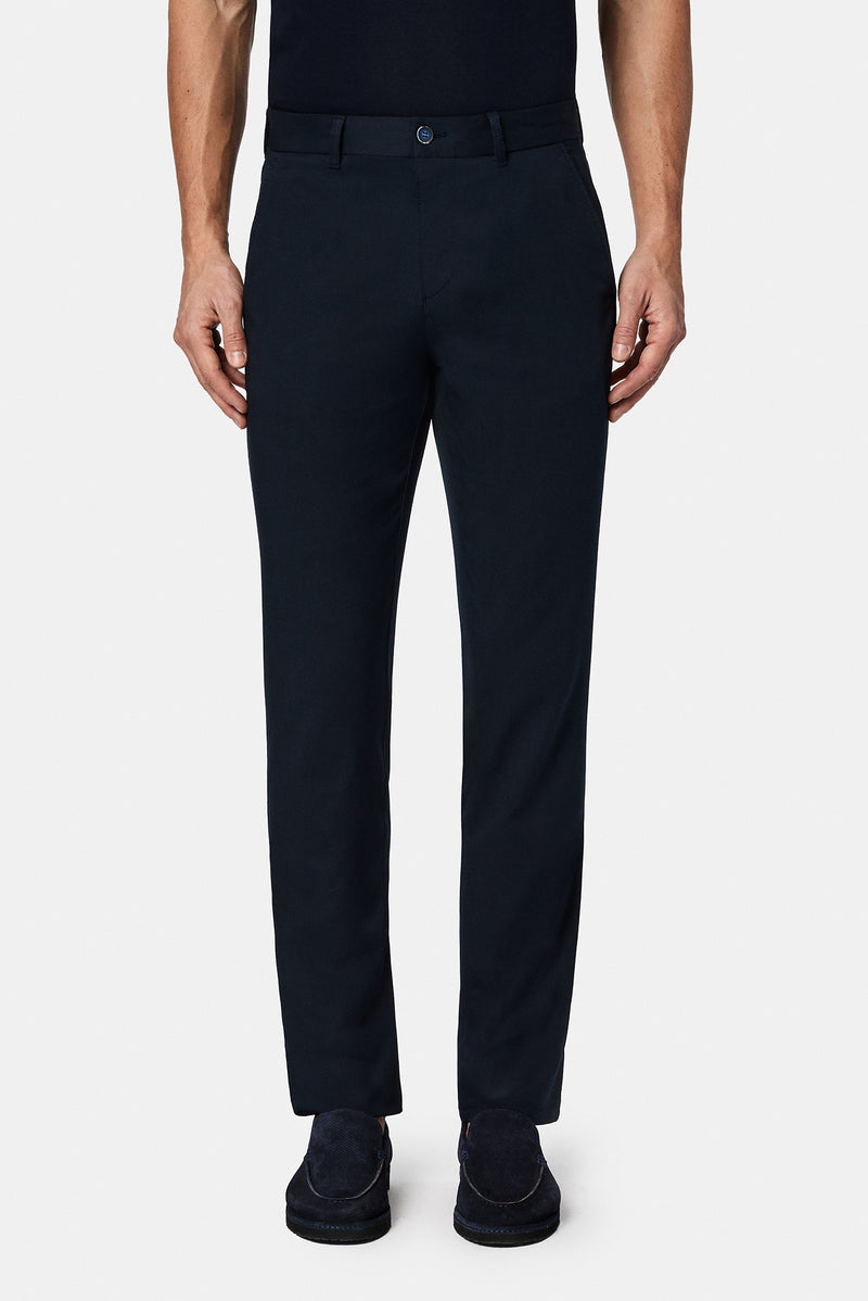 Koyu Lacivert 7 Drop Slim Fit Dar Kesim Modal Kar???ml? Yandan Cep Kanvas / Chino Pantolon-Abdullah Ki??l?