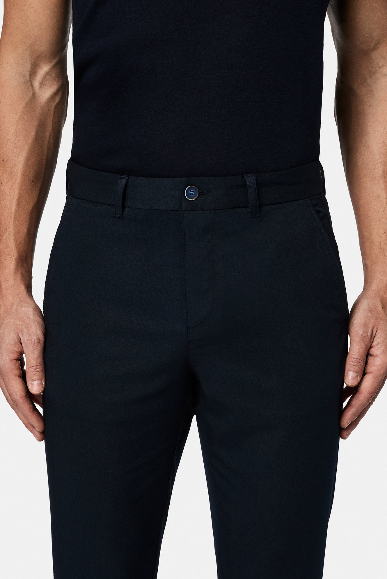 Koyu Lacivert Slim Fit Dar Kesim Modal Kar???ml? Yandan Cep Kanvas / Chino Pantolon-Abdullah Ki??l?