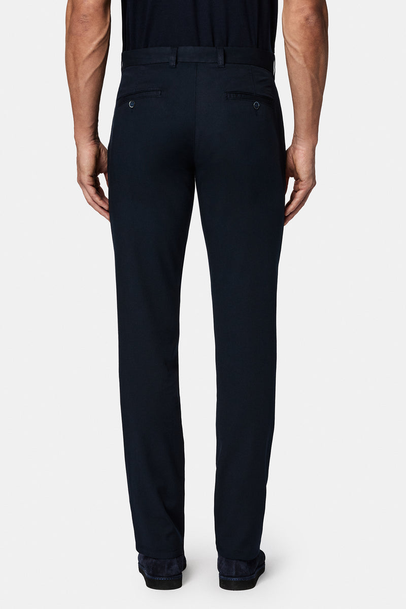 Koyu Lacivert 7 Drop Slim Fit Dar Kesim Modal Kar???ml? Yandan Cep Kanvas / Chino Pantolon-Abdullah Ki??l?