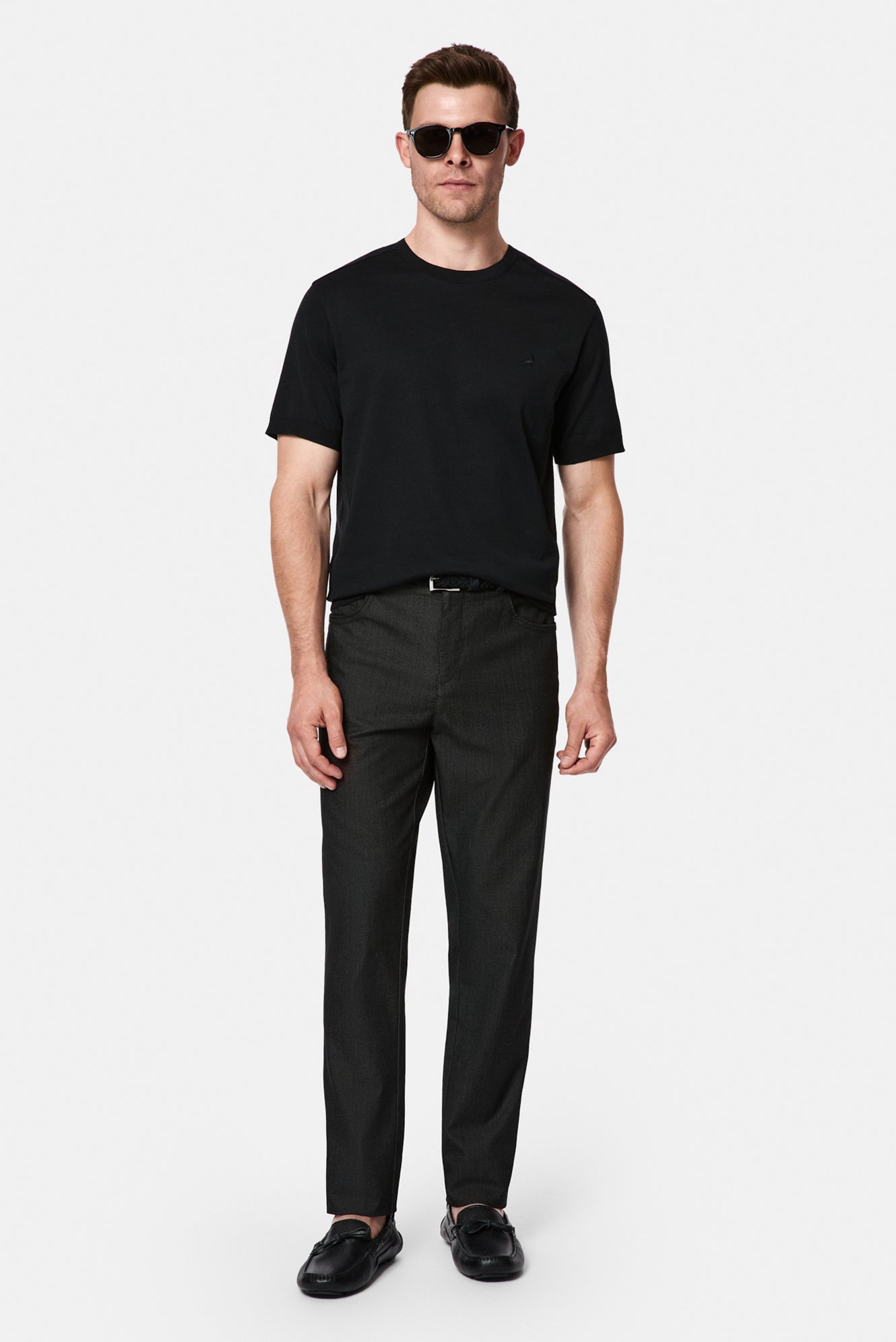 Siyah Regular Fit Standart Kesim Lyocell Karışımlı 5 Cep Kanvas / Chino Pantolon