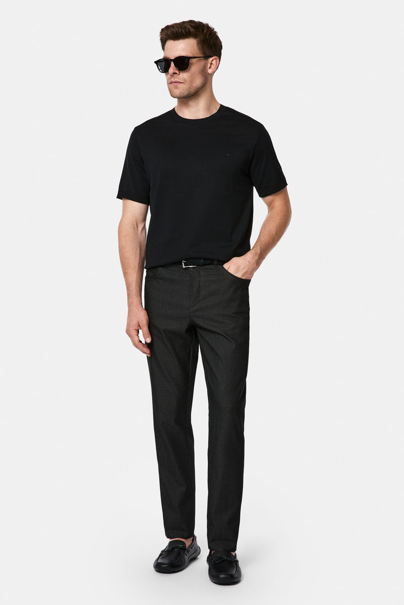 Siyah Regular Fit Standart Kesim Lyocell Karışımlı 5 Cep Kanvas / Chino Pantolon