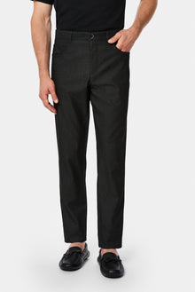 Siyah Regular Fit Standart Kesim Lyocell Karışımlı 5 Cep Kanvas / Chino Pantolon