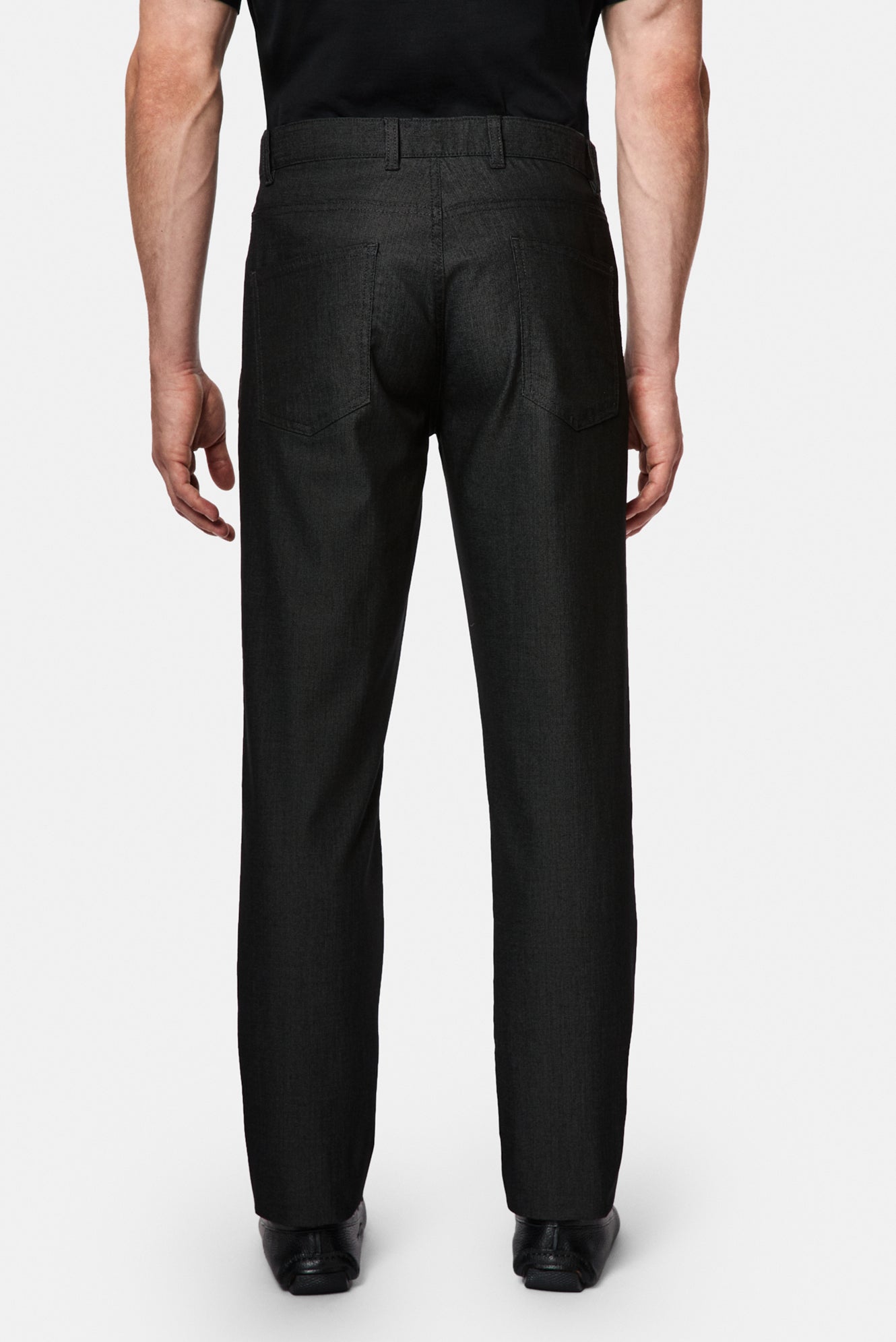 Siyah Regular Fit Standart Kesim Lyocell Karışımlı 5 Cep Kanvas / Chino Pantolon