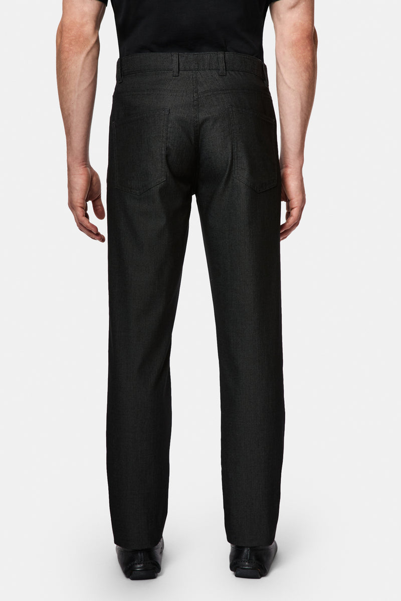 Siyah Regular Fit Standart Kesim Lyocell Karışımlı 5 Cep Kanvas / Chino Pantolon