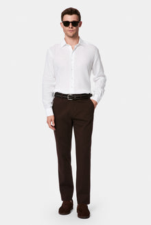 Orta Kahve Regular Fit Standart Kesim Yan Cepli Pamuklu Likralı Kanvas / Chino Pantolon