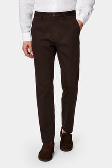 Orta Kahve Regular Fit Standart Kesim Yan Cepli Pamuklu Likralı Kanvas / Chino Pantolon