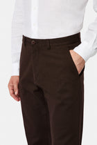 Orta Kahve Regular Fit Standart Kesim Yan Cepli Pamuklu Likralı Kanvas / Chino Pantolon