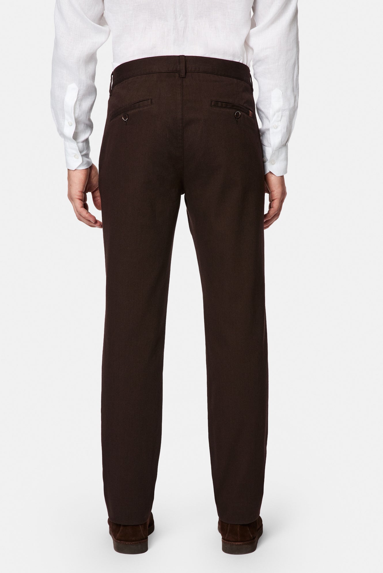 Orta Kahve Regular Fit Standart Kesim Yan Cepli Pamuklu Likralı Kanvas / Chino Pantolon