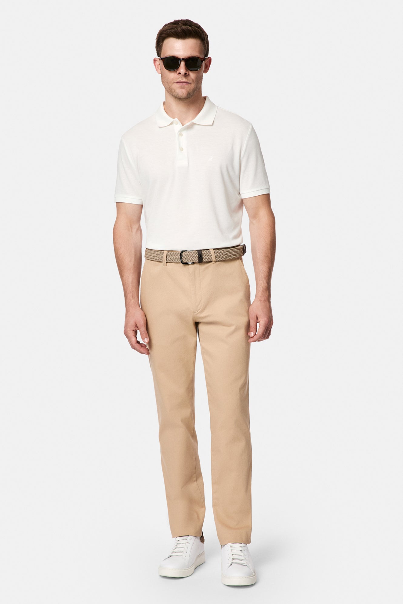 Orta Bej Regular Fit Standart Kesim Yan Cepli Pamuklu Likralı Kanvas / Chino Pantolon