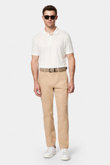 Orta Bej Regular Fit Standart Kesim Yan Cepli Pamuklu Likralı Kanvas / Chino Pantolon