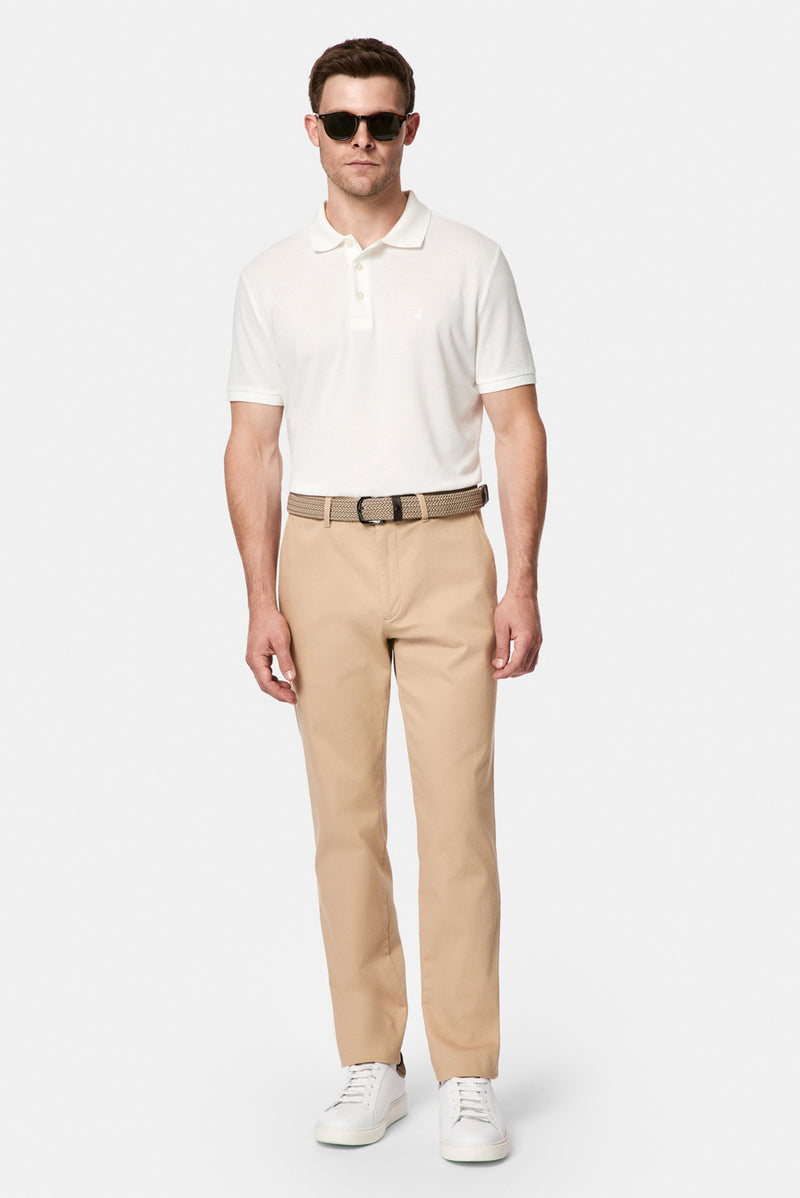 Orta Bej Regular Fit Standart Kesim Yan Cepli Pamuklu Likralı Kanvas / Chino Pantolon