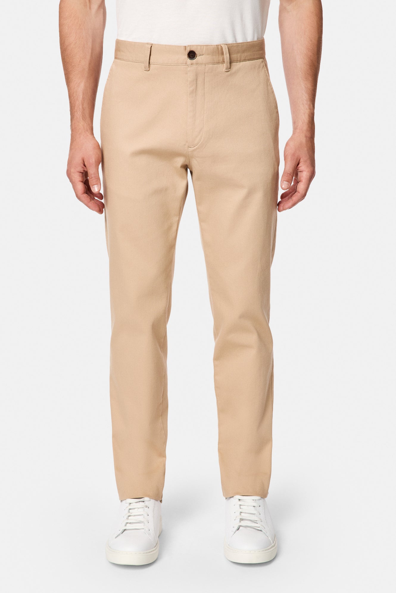 Orta Bej Regular Fit Standart Kesim Yan Cepli Pamuklu Likralı Kanvas / Chino Pantolon