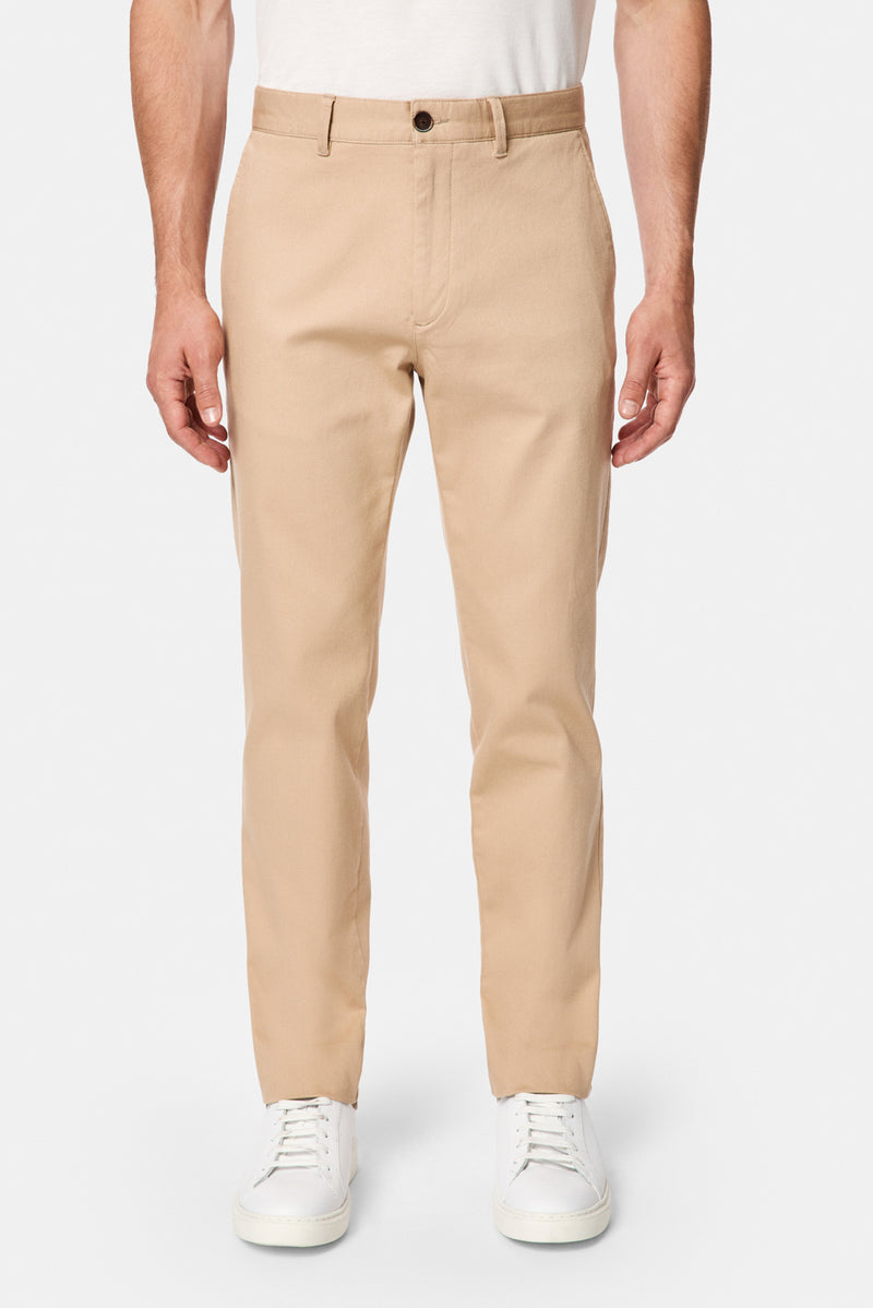 Orta Bej Regular Fit Standart Kesim Yan Cepli Pamuklu Likralı Kanvas / Chino Pantolon