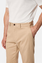 Orta Bej Regular Fit Standart Kesim Yan Cepli Pamuklu Likralı Kanvas / Chino Pantolon