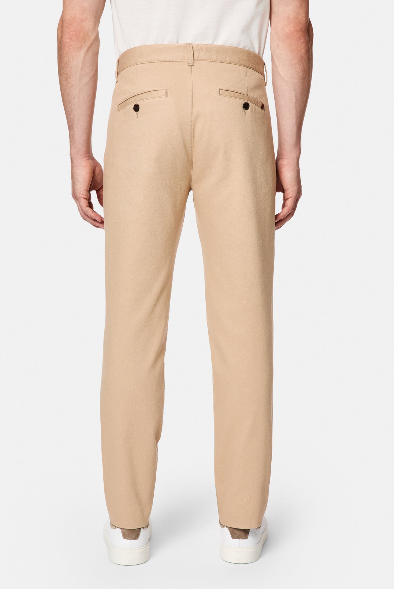 Orta Bej Regular Fit Standart Kesim Yan Cepli Pamuklu Likralı Kanvas / Chino Pantolon