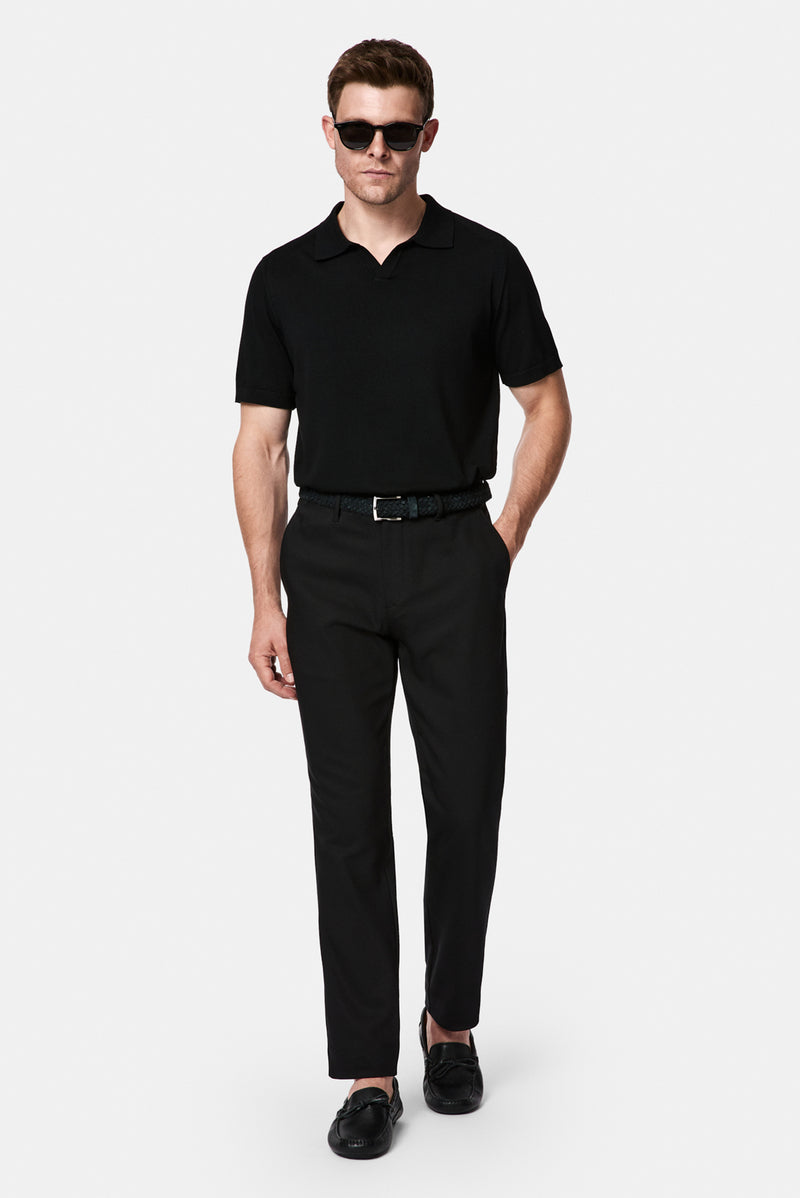 Siyah Regular Fit Standart Kesim Yan Cepli Pamuklu Likralı Kanvas / Chino Pantolon