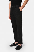 Siyah Regular Fit Standart Kesim Yan Cepli Pamuklu Likralı Kanvas / Chino Pantolon