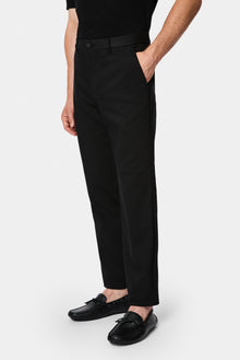 Siyah Regular Fit Standart Kesim Yan Cepli Pamuklu Likralı Kanvas / Chino Pantolon