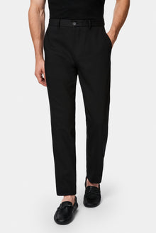 Siyah Regular Fit Standart Kesim Yan Cepli Pamuklu Likralı Kanvas / Chino Pantolon