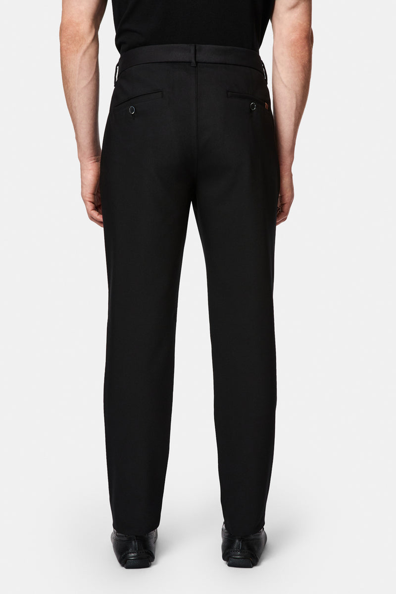Siyah Regular Fit Standart Kesim Yan Cepli Pamuklu Likralı Kanvas / Chino Pantolon