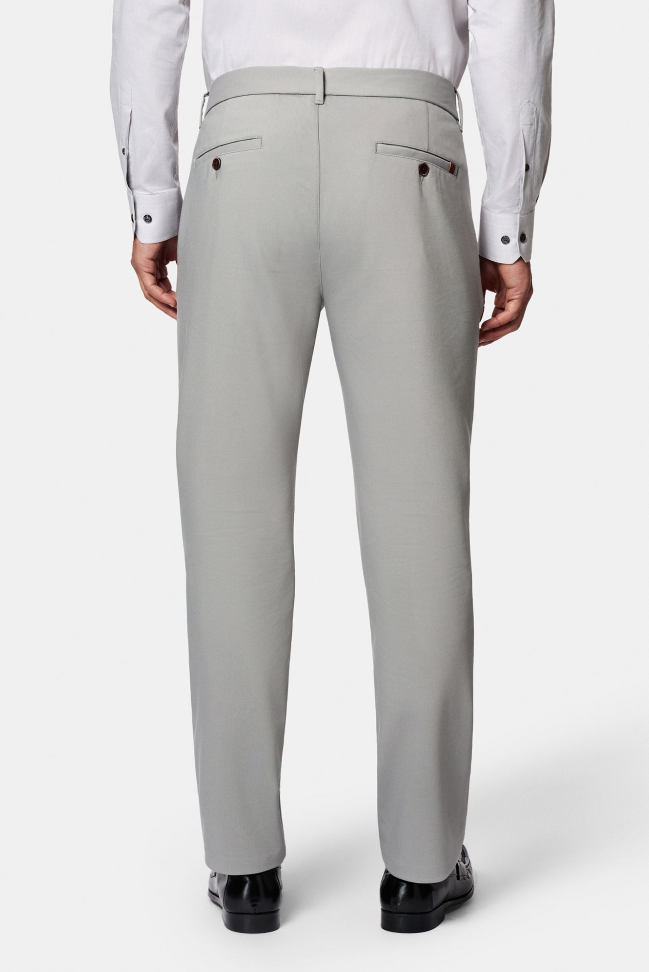 Orta Gri Regular Fit Standart Kesim Yan Cepli Pamuklu Likralı Kanvas / Chino Pantolon