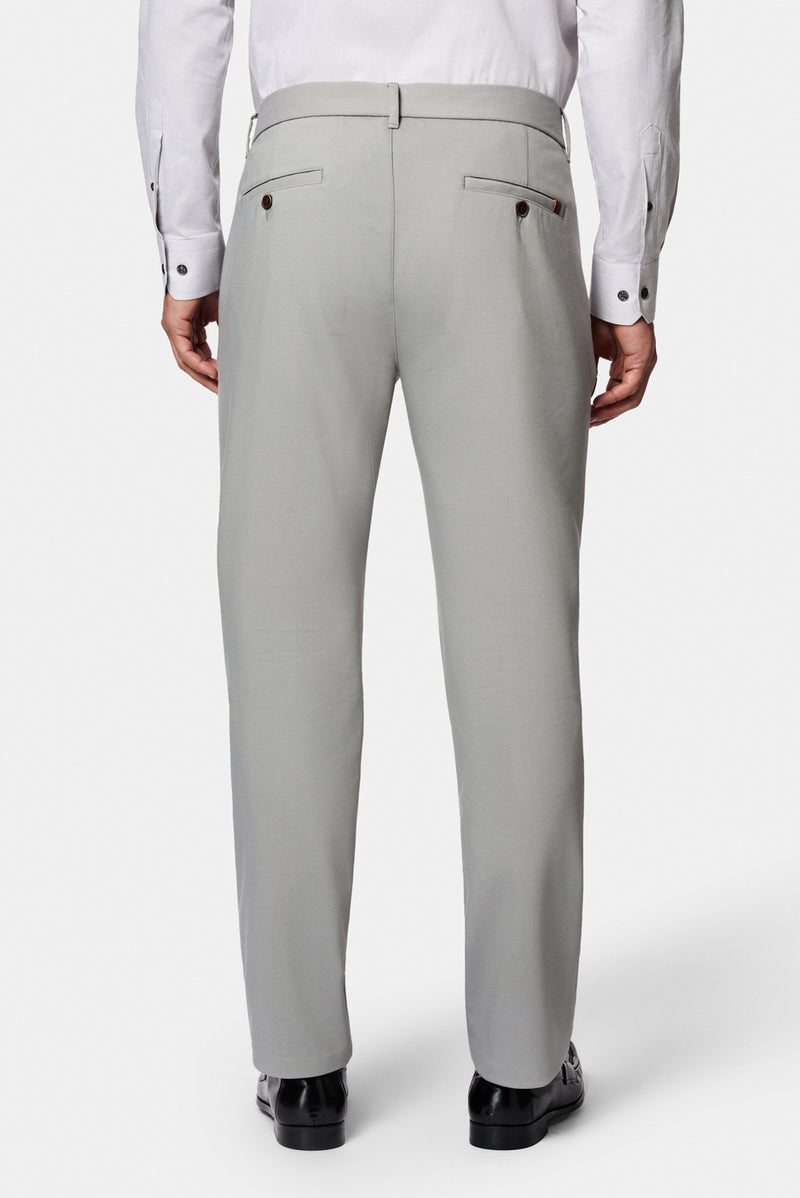 Orta Gri Regular Fit Standart Kesim Yan Cepli Pamuklu Likralı Kanvas / Chino Pantolon
