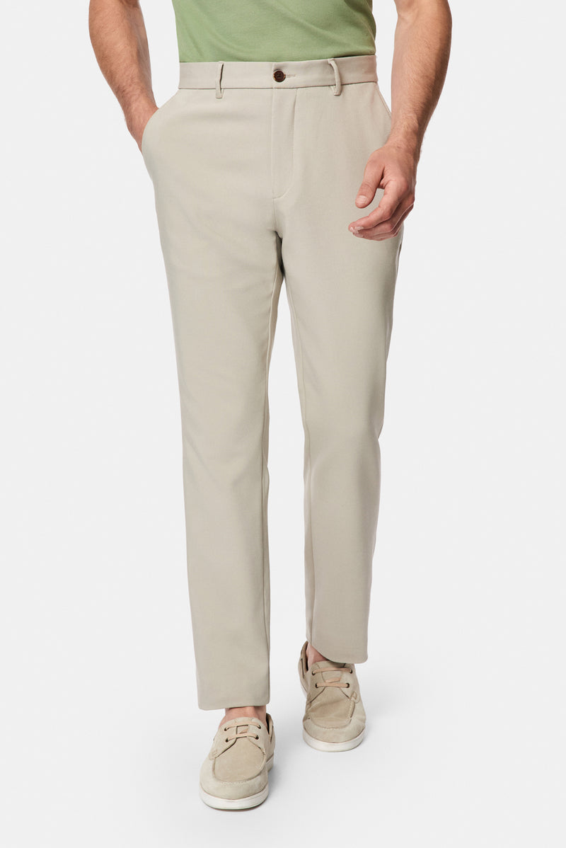 Orta Bej Regular Fit Standart Kesim Yan Cepli Pamuklu Likralı Kanvas / Chino Pantolon