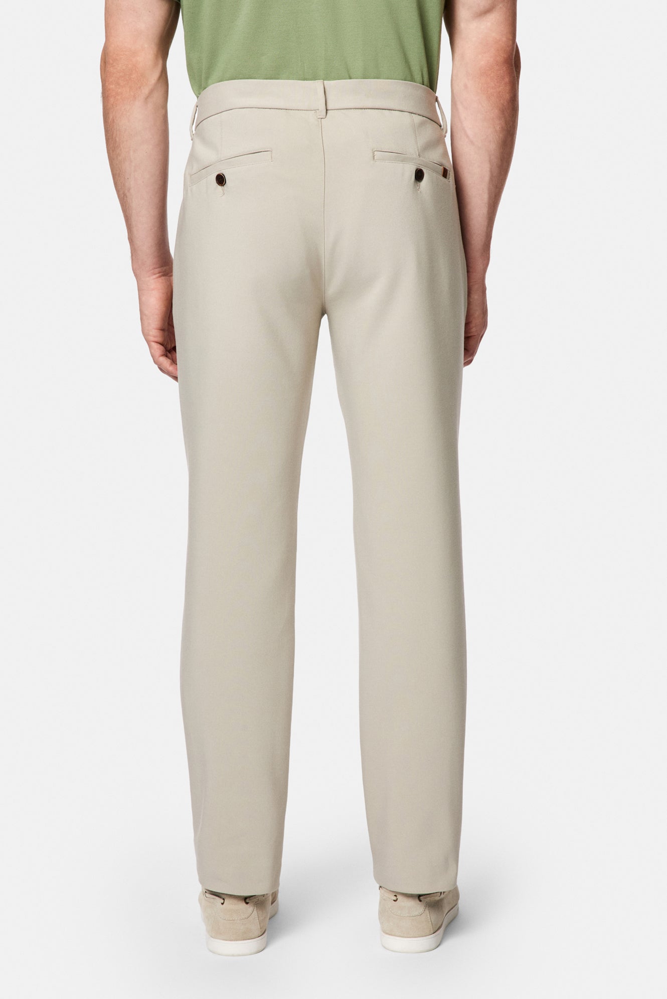 Orta Bej Regular Fit Standart Kesim Yan Cepli Pamuklu Likralı Kanvas / Chino Pantolon