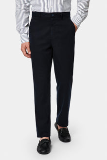 Koyu Lacivert Regular Fit Standart Kesim Yan Cepli Lyocell Pamuk Karışımlı Kanvas / Chino Pantolon